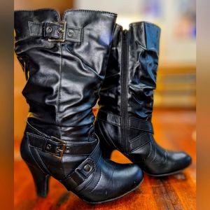 Black leather boots